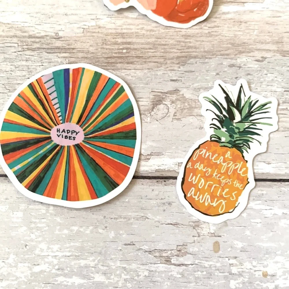 5pc Hawaii Tropical Pineapple Aloha Sticker Bundle Set of 5 Rainbow Flowers NEW